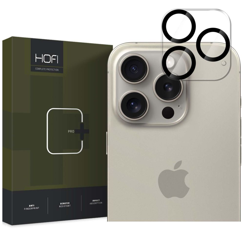 Schutzfolie HOFI CAM PRO+ für die Rückkamera des Apple iPhone 16 Pro Max / 16 Pro, gehärtetes Glas, Schwarz