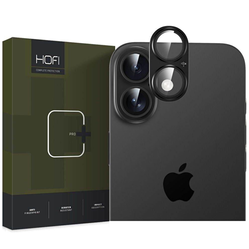 Schutzfolie HOFI FullCam für die Rückkamera des Apple iPhone 16 Plus / 16, gehärtetes Glas, Schwarz