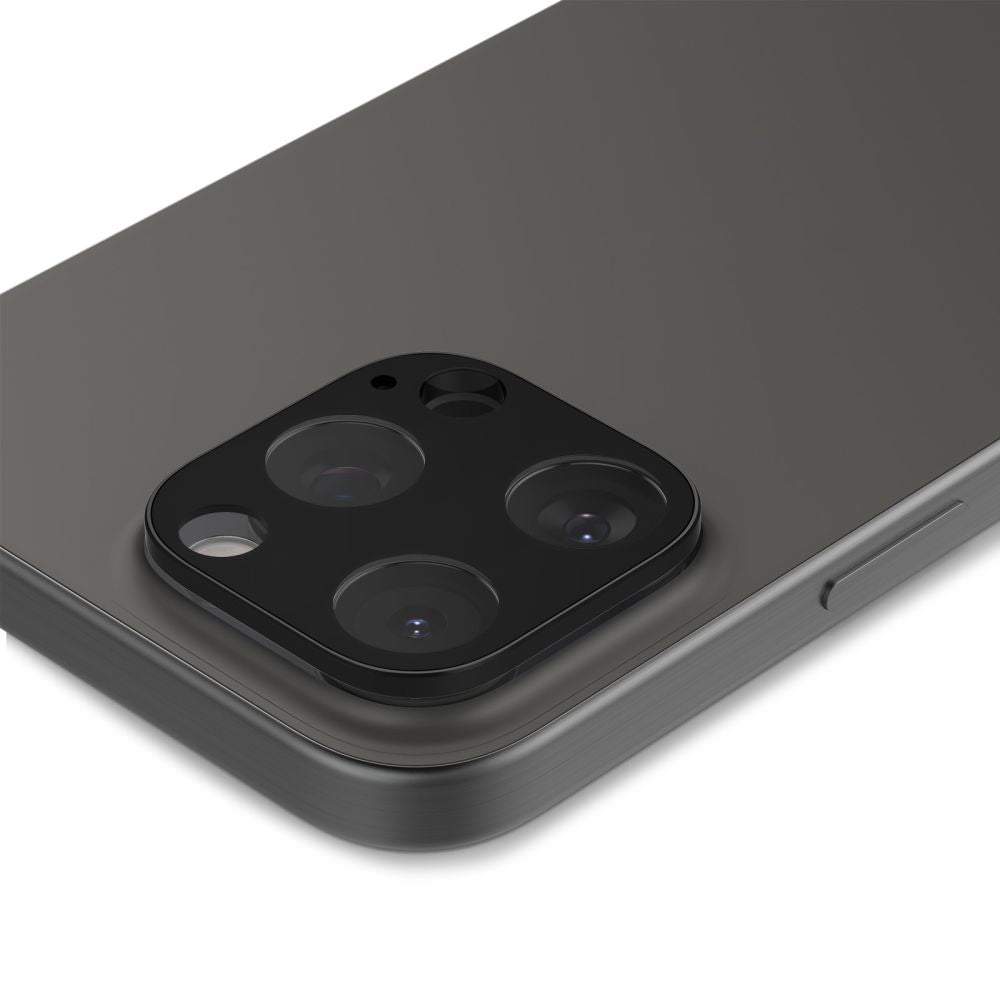 Schutzfolie für die Rückkamera Spigen GlastR Optik für Apple iPhone 16 Pro Max, gehärtetes Glas, Set mit 2 Stück, Schwarz AGL05273