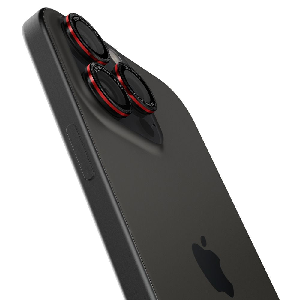 Schutzfolie für die Rückkamera Spigen GlastR EZ FIT Optik Pro für Apple iPhone 17 Pro Max, gehärtetes Glas, Set mit 2 Stück, Rot AGL05217