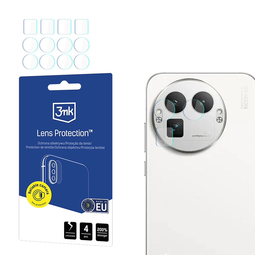 Schutzfolie für die Rückkamera 3MK Protection für Realme GT 8 Pro, gehärtetes Glas, Set mit 4 Stück, Transparent