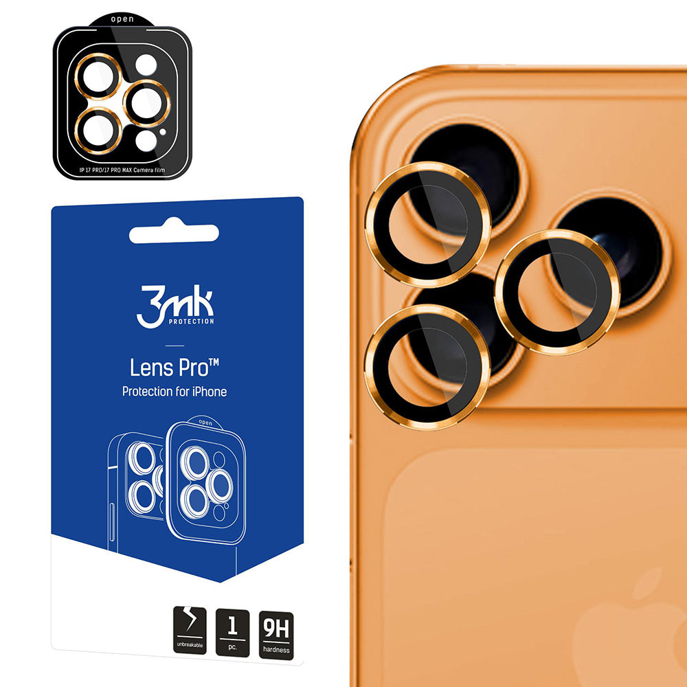 Schutzfolie Rückkamera 3MK Protection Pro für Apple iPhone 17 Pro Max / 17 Pro, Gehärtetes Glas, Orange