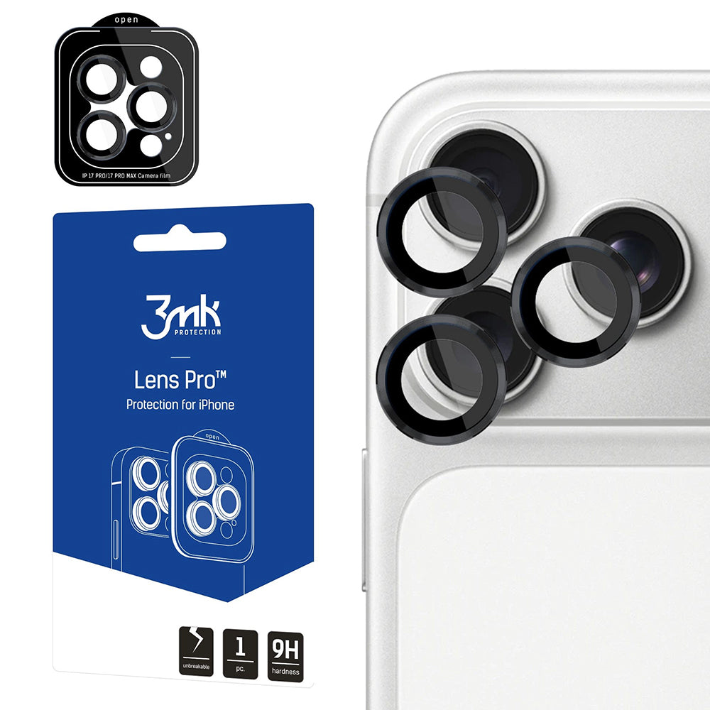 3MK Protection Pro Rückkamera-Schutzfolie für Apple iPhone 18 Pro / 18 Pro Max, gehärtetes Glas, schwarz