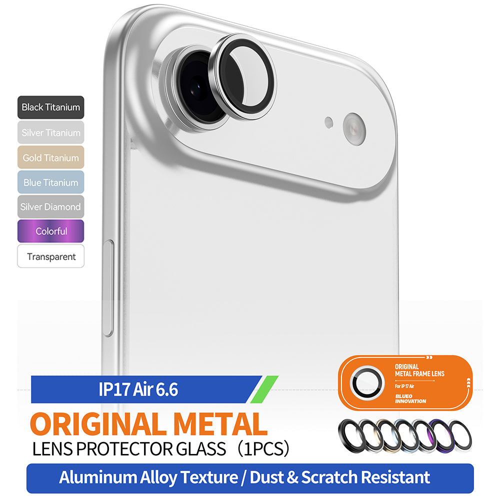 Blueo Metal Frame Rear Camera Protection Film for Apple iPhone 17 Air, Tempered Glass, Blue
