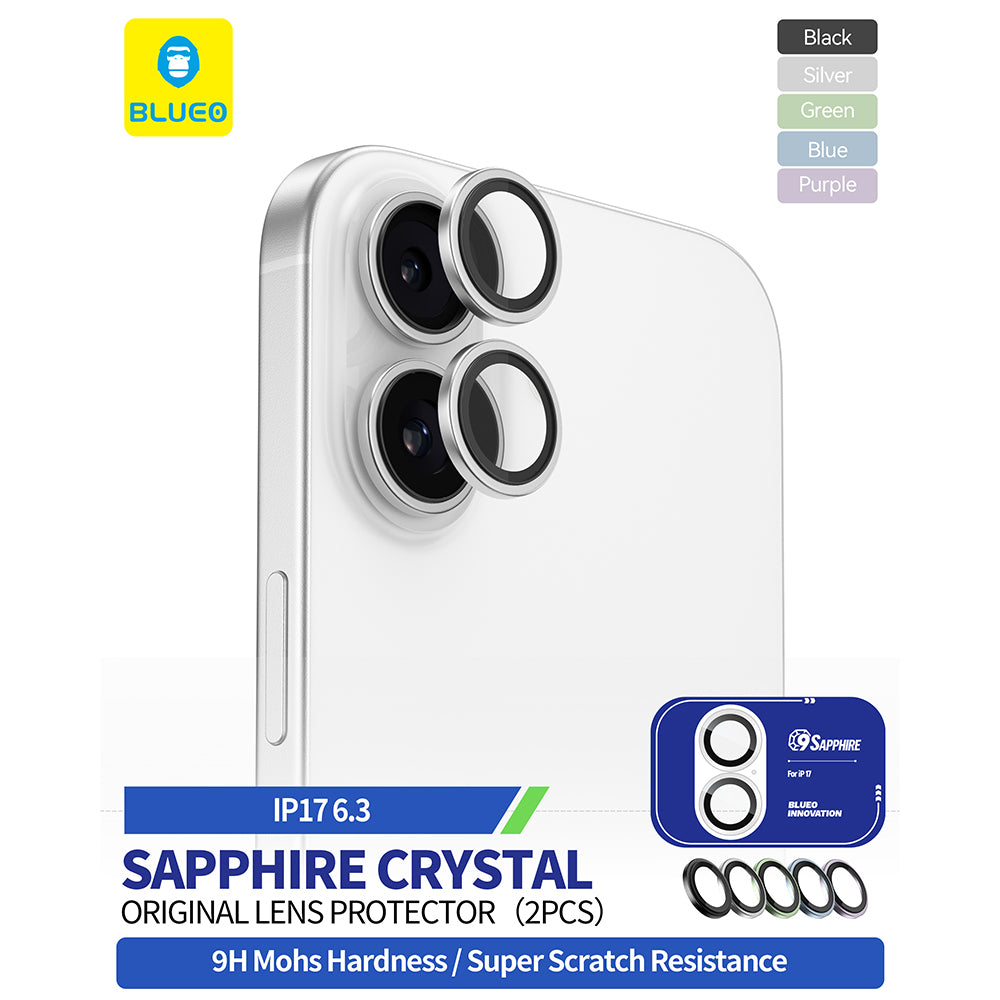 Schutzfolie Blueo Sapphire Crystal für die Rückkamera des Apple iPhone 17, gehärtetes Glas, Blau
