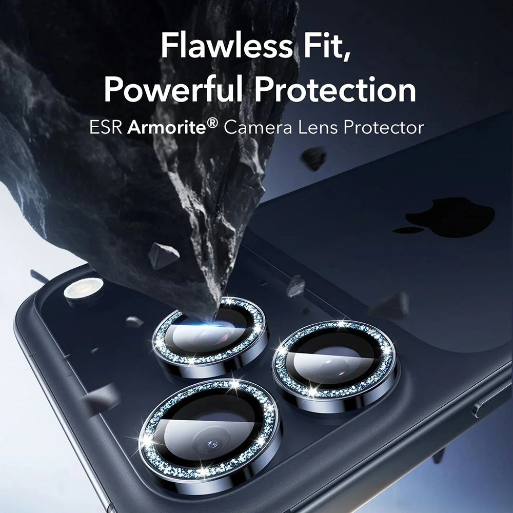 Schutzfolie ESR Glitter Diamond Armorite für die Rückkamera des Apple iPhone 17 Pro Max / 17 Pro, gehärtetes Glas, Dunkelblau