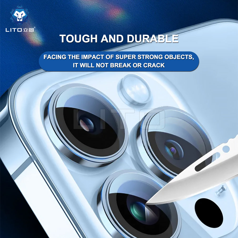 Lito S+ Rear Camera Protective Film for Apple iPhone 15 Pro Max / 15 Pro, Tempered Glass, Silver