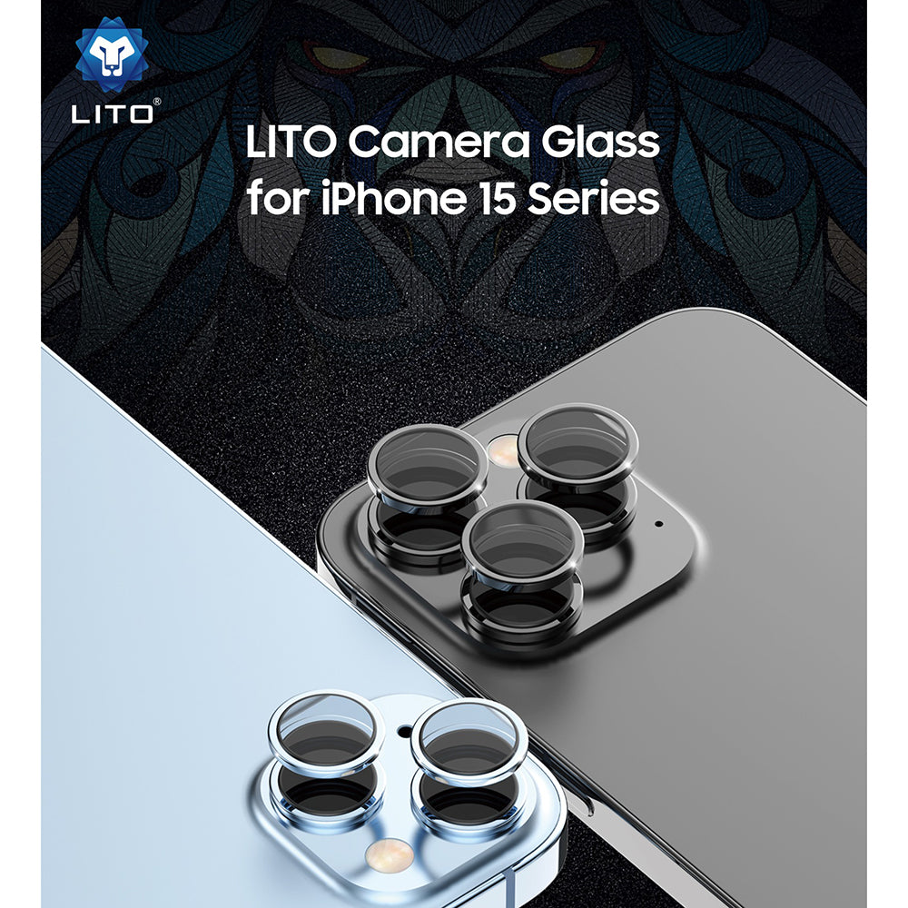 Lito S+ Rear Camera Protective Film for Apple iPhone 15 Pro Max / 15 Pro, Tempered Glass, Silver