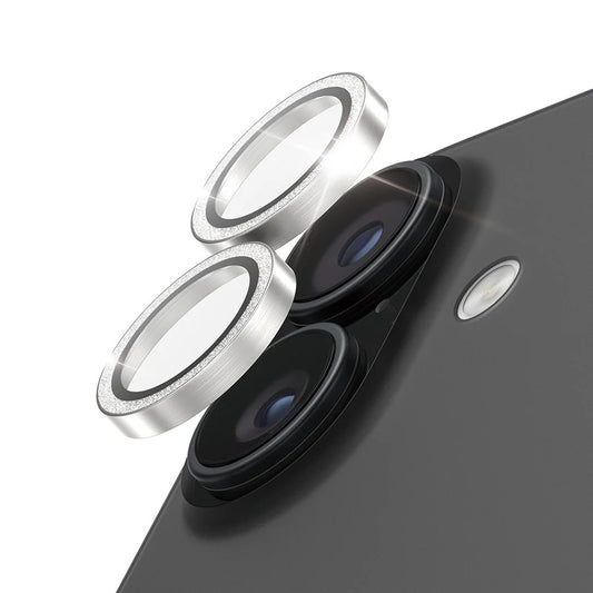 PanzerGlass Hoops Glitter Rear Camera Protector for Apple iPhone 17 / 16 Plus / 16, Tempered Glass, Silver