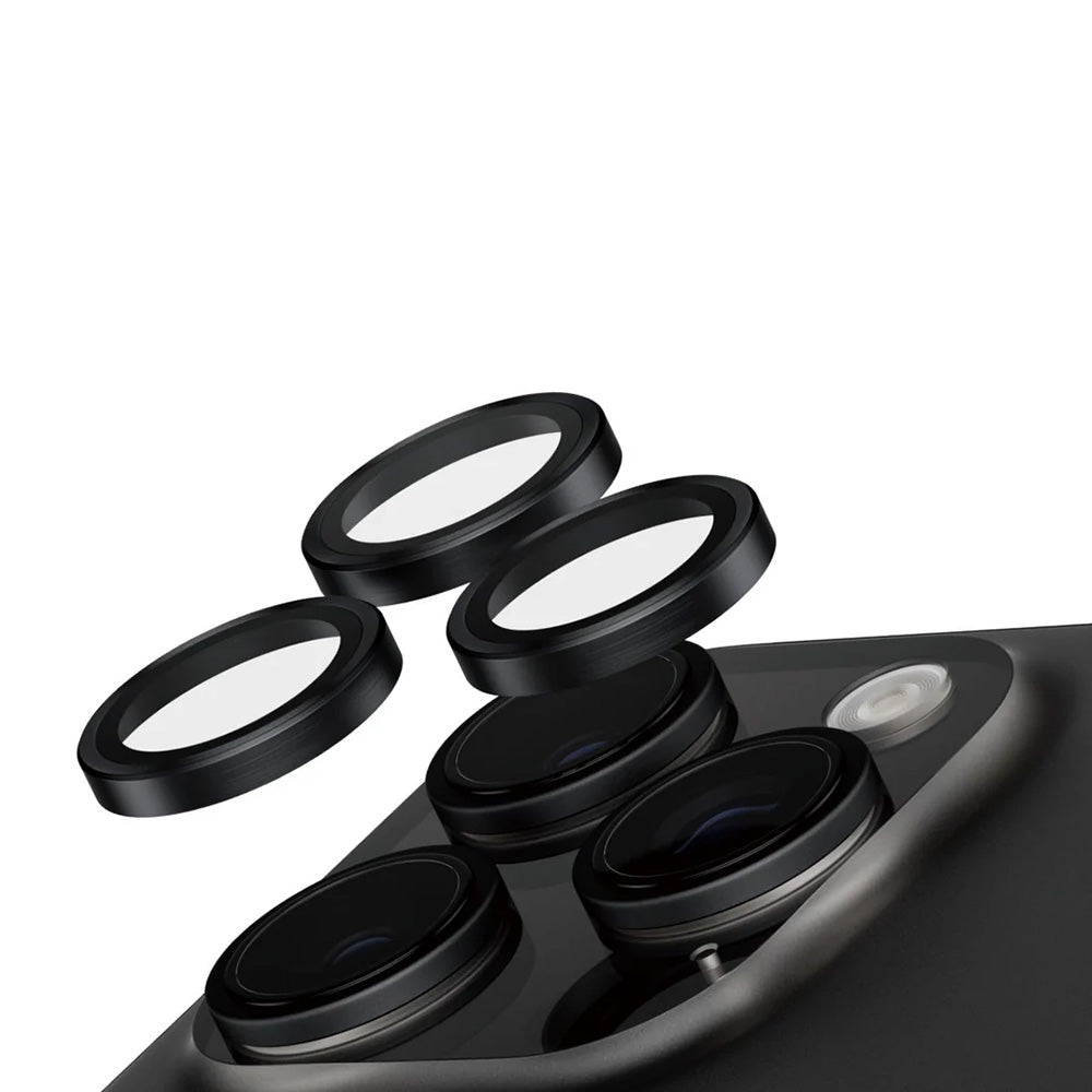 Schutzfolie PanzerGlass Safe für die Rückkamera. für Apple iPhone 16 Pro Max / 16 Pro, gehärtetes Glas, Schwarz.
