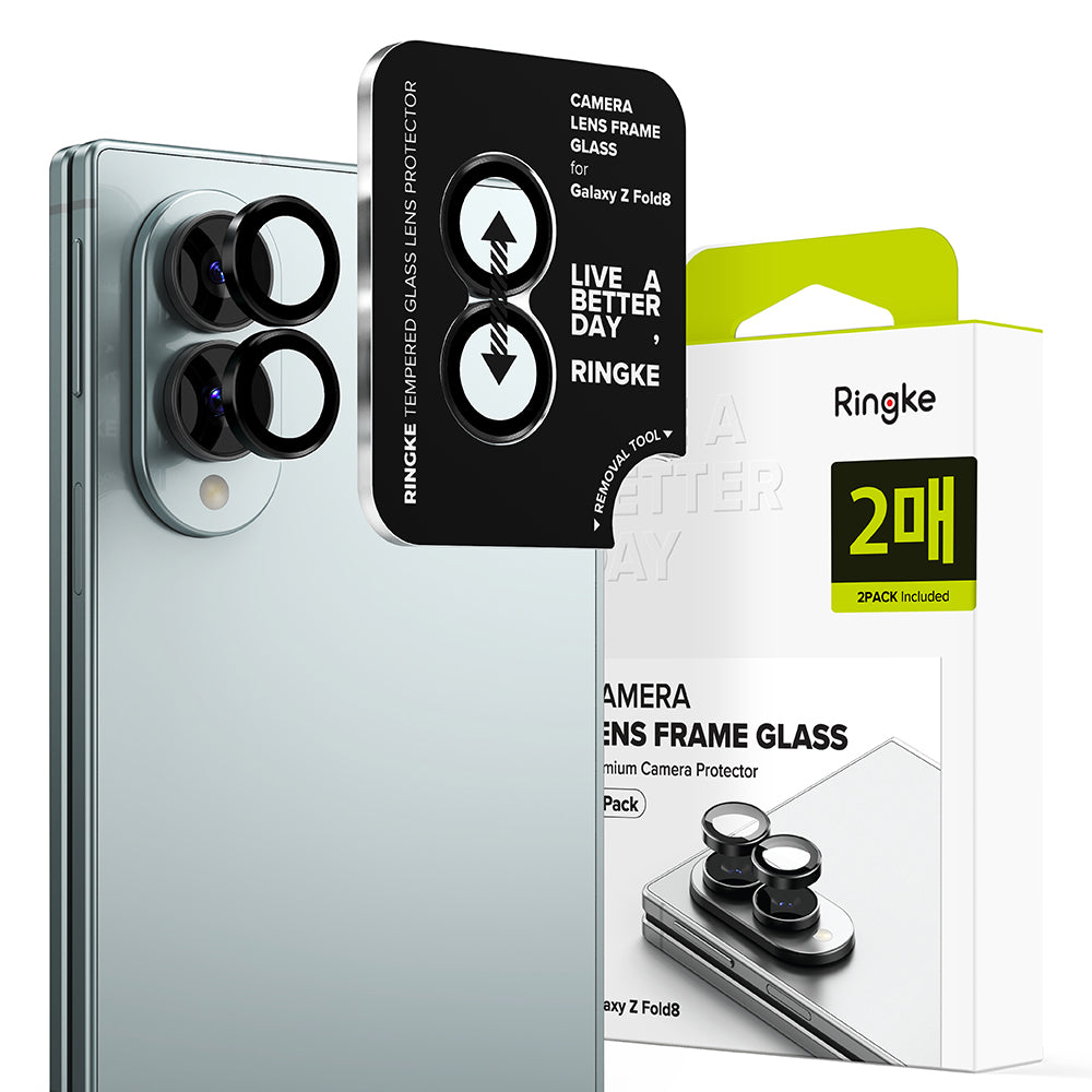 Ringke Rückkamera-Schutzfolie für Samsung Galaxy Z Fold8 F971, gehärtetes Glas, 2er-Set, Schwarz