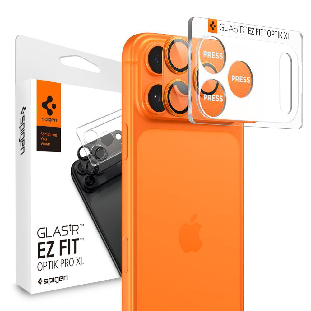 Schutzfolie Rückkamera Spigen GlastR EZ FIT Optik Pro XL für Apple iPhone 17 Pro, Gehärtetes Glas, Orange AGL10645