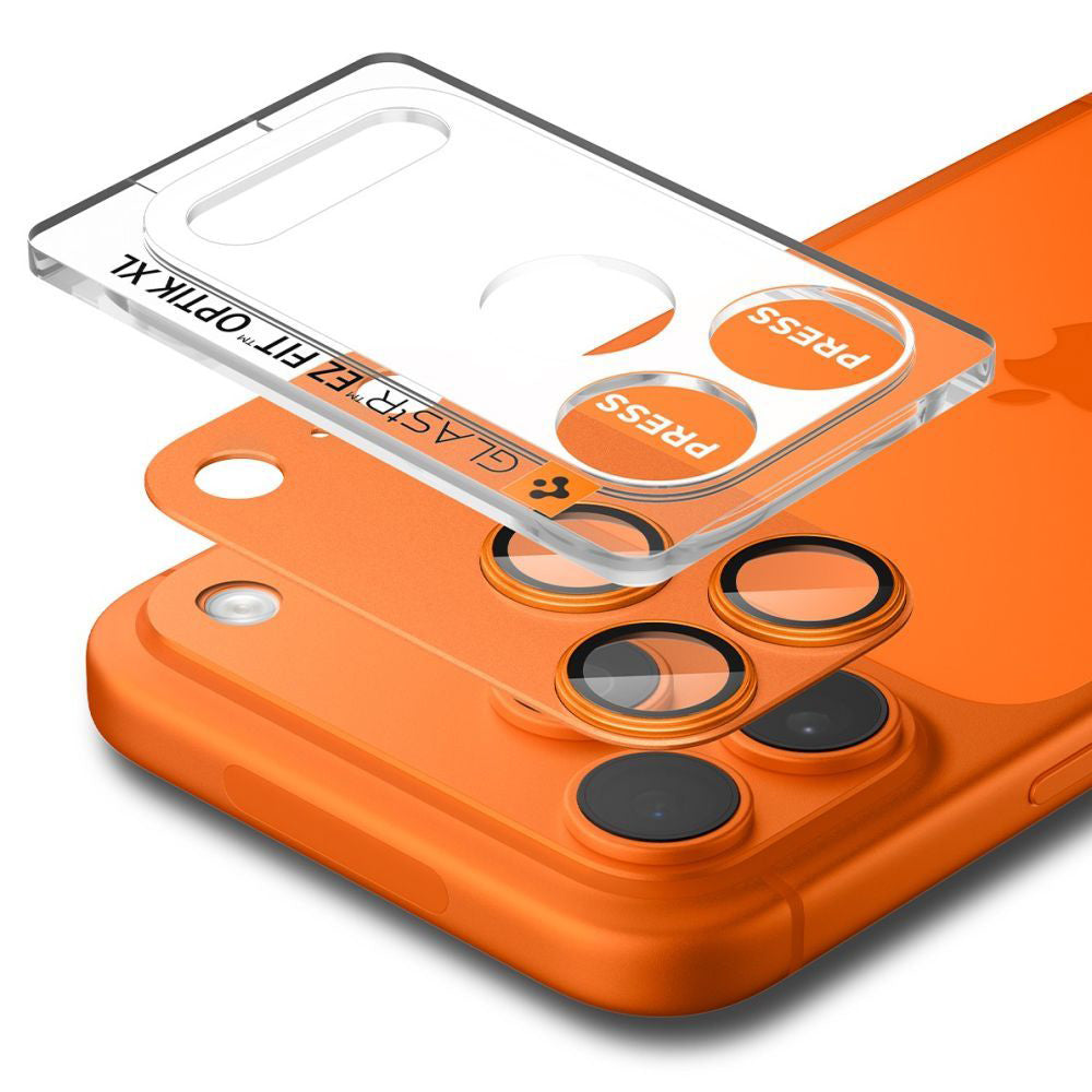 Schutzfolie Rückkamera Spigen GlastR EZ FIT Optik Pro XL für Apple iPhone 17 Pro, Gehärtetes Glas, Orange AGL10645