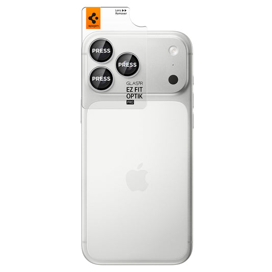 Schutzfolie für die Rückkamera Spigen GlastR EZ FIT Optik Pro für Apple iPhone 18 Pro / 18 Pro Max, gehärtetes Glas, 2er-Set, Silber AGL12046