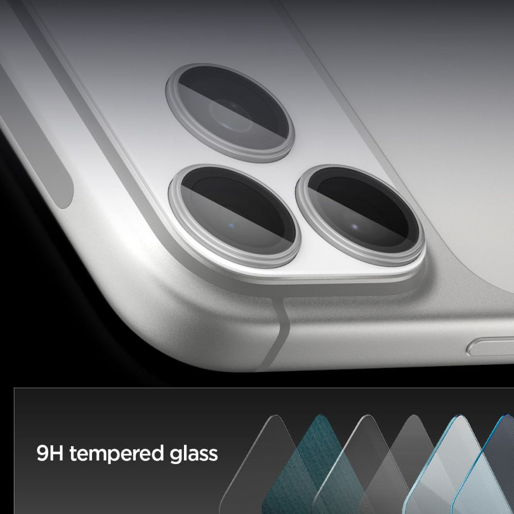 Schutzfolie für die Rückkamera Spigen GlastR EZ FIT Optik Pro XL für Apple iPhone 17 Pro Max, gehärtetes Glas, Silber AGL10652