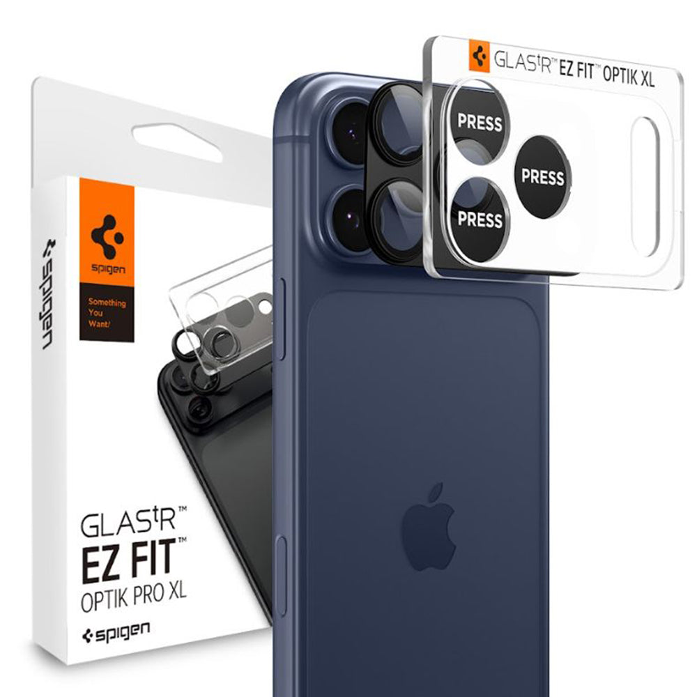 Schutzfolie Rückkamera Spigen GlastR EZ FIT Optik Pro XL für Apple iPhone 17 Pro, Gehärtetes Glas, Schwarz AGL10644