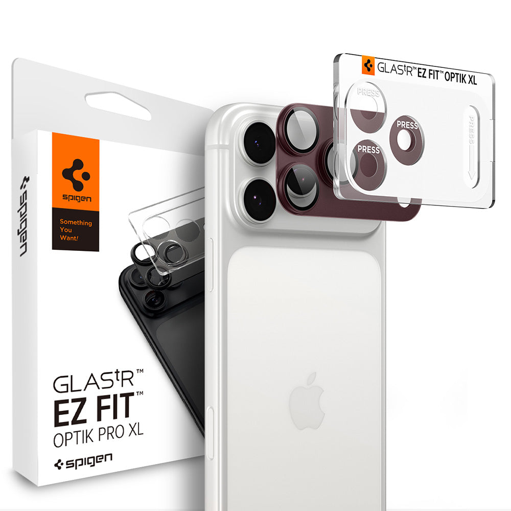 Schutzfolie für die Rückkamera Spigen GlastR EZ FIT Optik Pro XL für Apple iPhone 18 Pro, gehärtetes Glas, Burgunderrot AGL12036