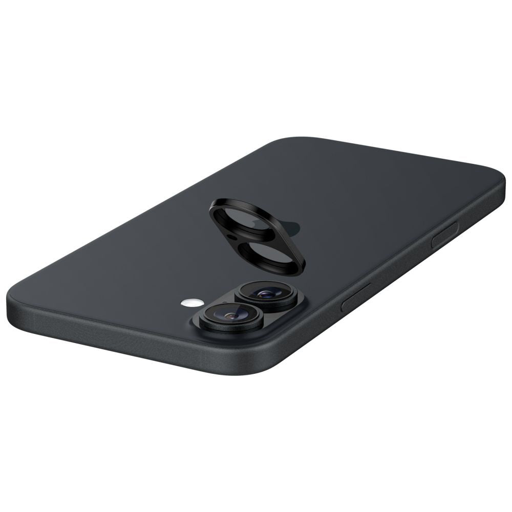 Schutzfolie Rückkamera Spigen GlastR Optik für Apple iPhone 16 Plus / 16, Gehärtetes Glas, Set 2 Stück, Schwarz AGL07922