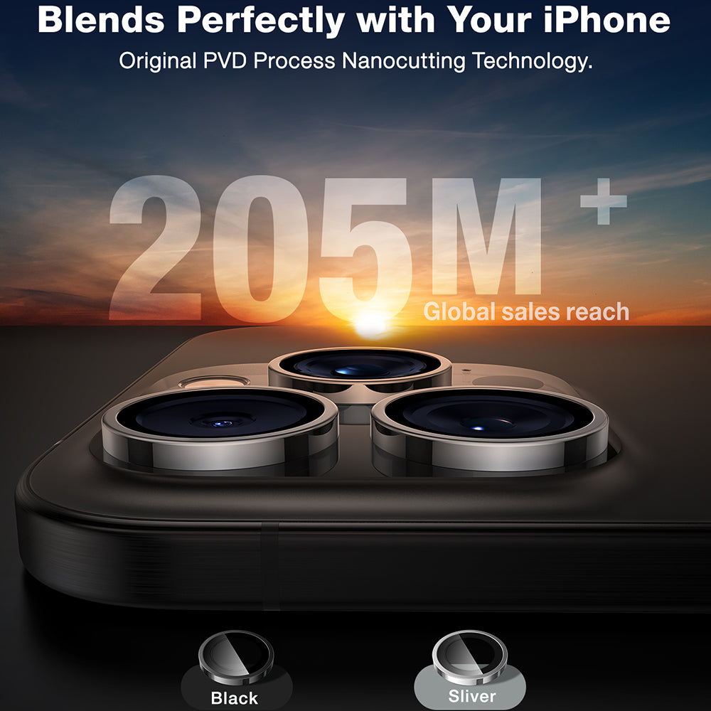 Torras Lensguard Rear Camera Protective Film for Apple iPhone 16 Pro Max / 16 Pro, Tempered Glass, Black