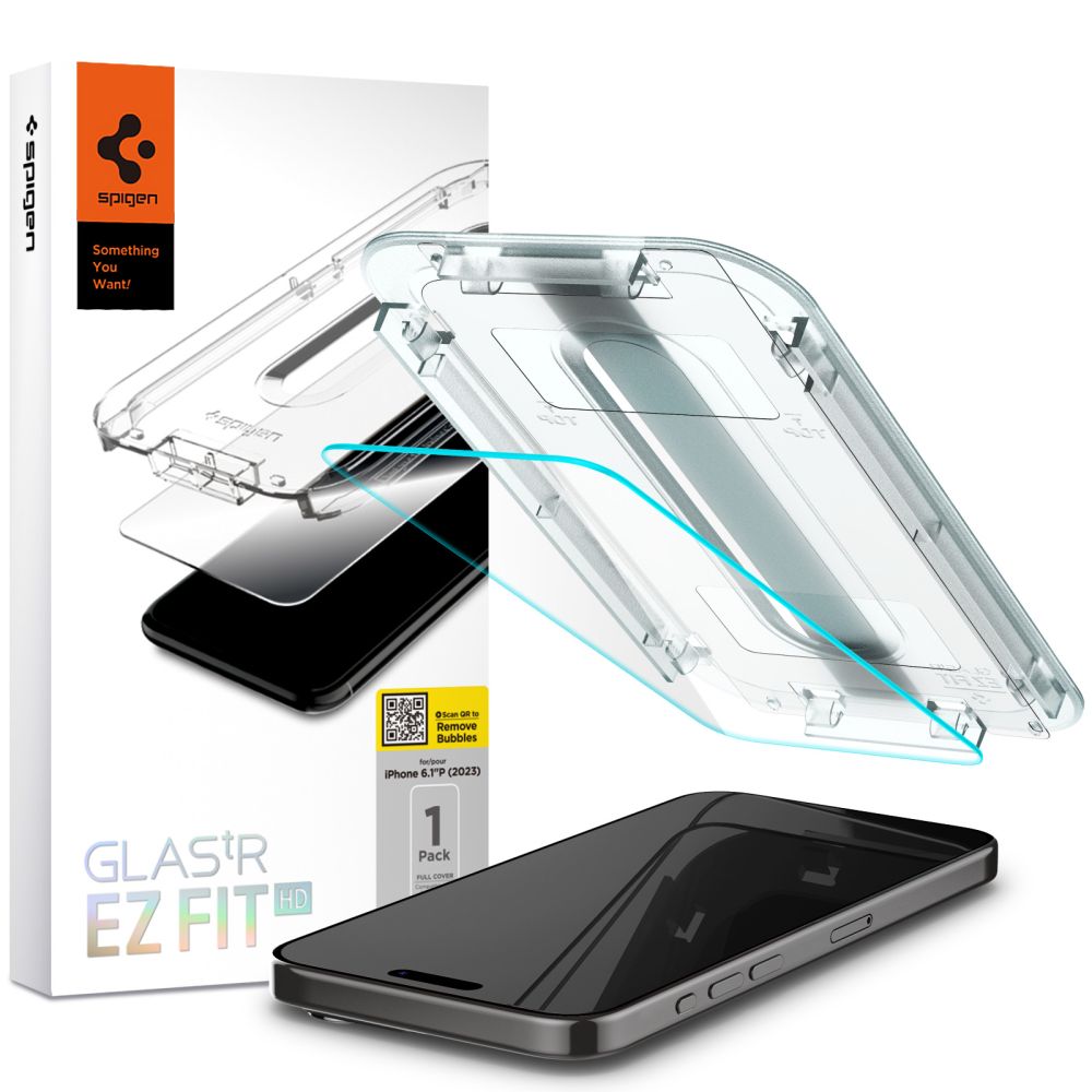 Spigen EZ FIT HD Panzerglas für Apple iPhone 15 Pro | Full Glue | 2.5D | 9H