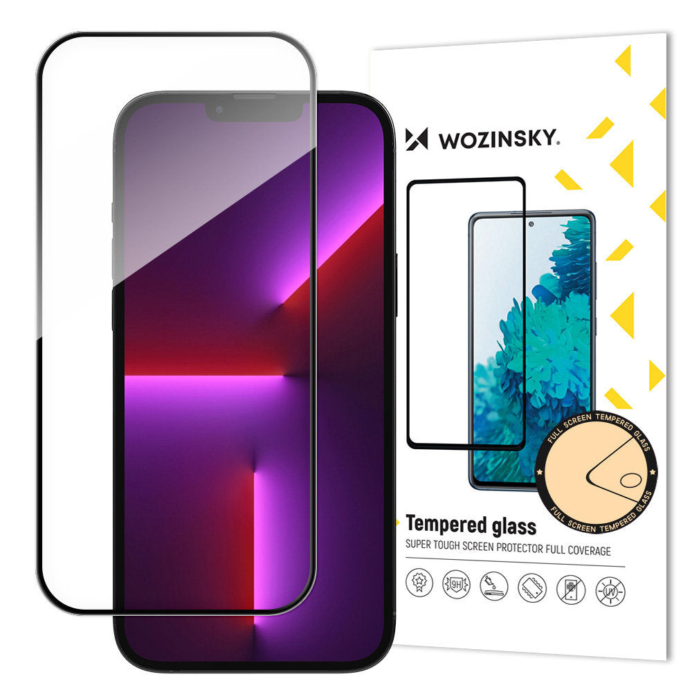 WZK Displayschutzfolie für Apple iPhone 15, abgeschirmtes Glas, Vollverklebung, Case Friendly, Schwarz