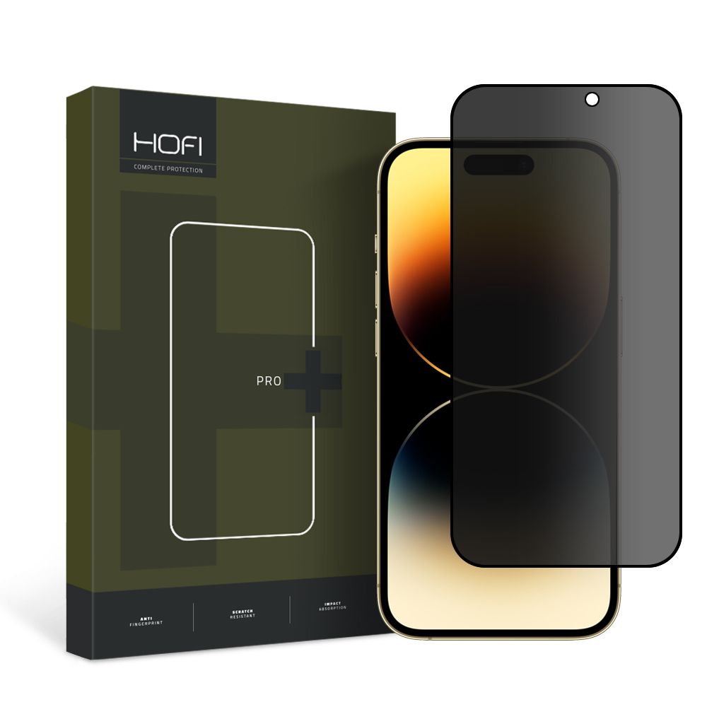 Schutzfolie Privacy HOFI PRO+ für Apple iPhone 15 Pro Max, Gehärtetes Glas, Vollverklebung