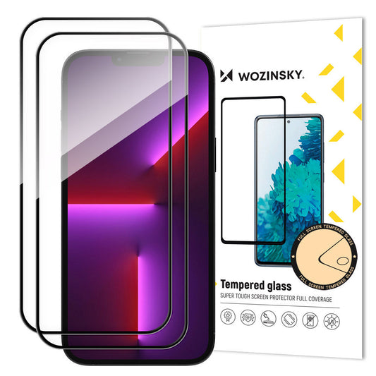 WZK Displayschutzfolie für Apple iPhone 15 Pro, abgeschirmtes Glas, Vollverklebung, 2er Set, Case Friendly, Schwarz