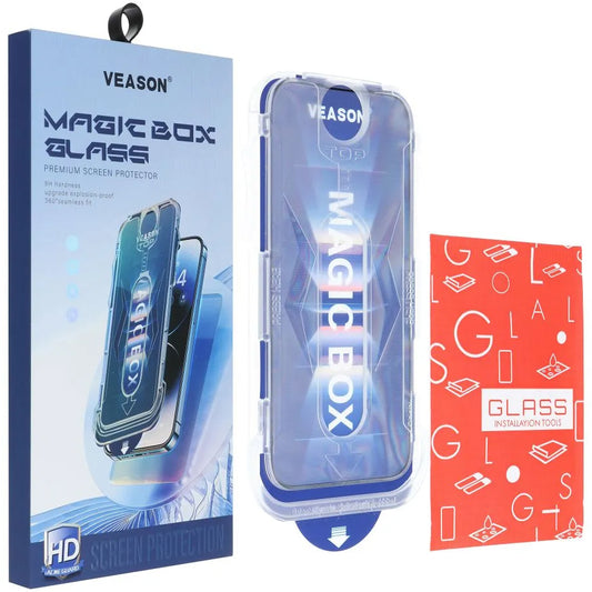 Veason Displayschutzfolie für Apple iPhone 14 Plus / 13 Pro Max, Glas geschützt, Vollverklebung, 6D, Schwarz