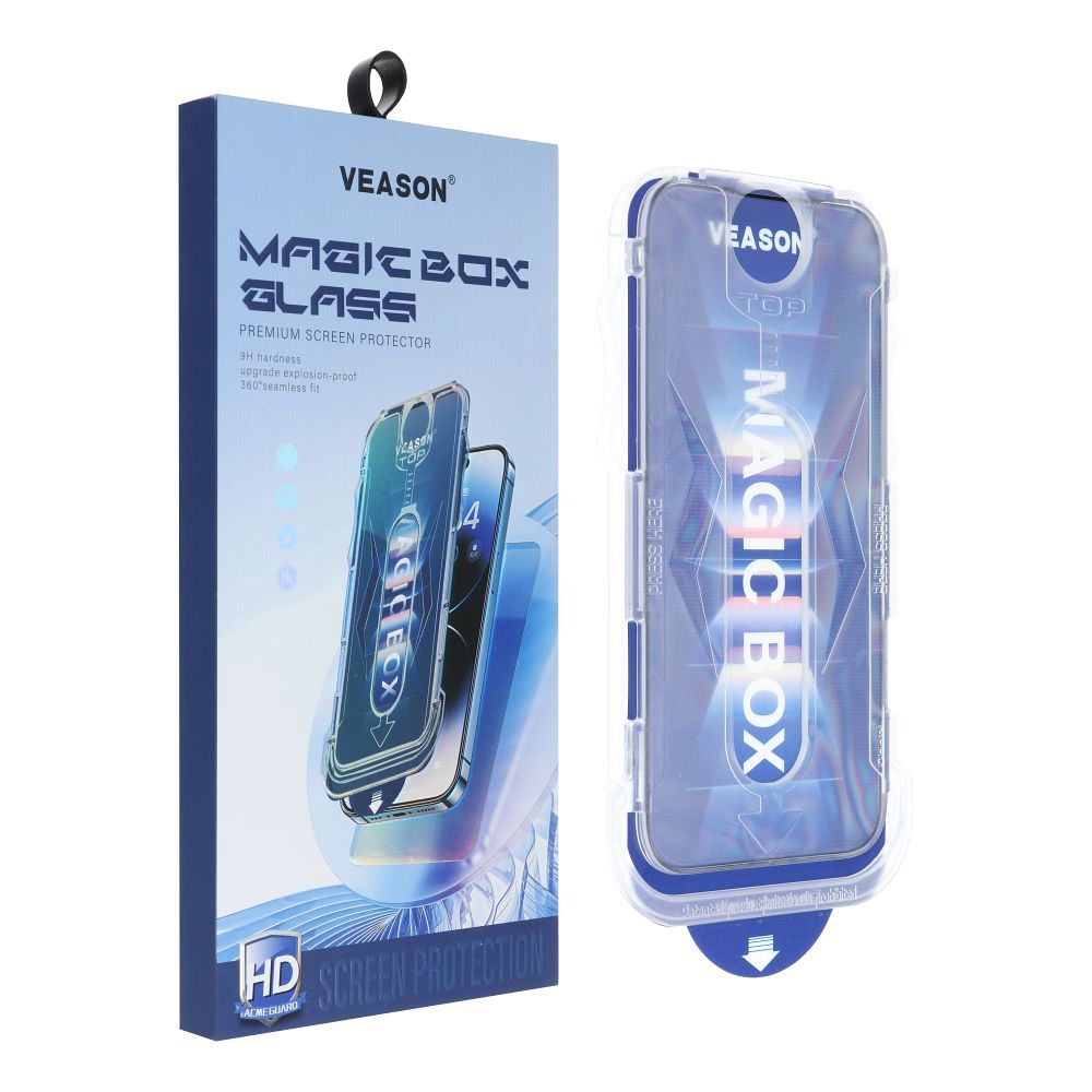 Schutzfolie Veason PRO für Apple iPhone 17e / 16e / 14 / 13 Pro, gehärtetes Glas, Full Glue, 6D, Schwarz