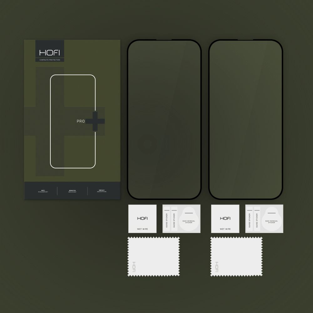 Schutzfolie HOFI Glass PRO+ für Apple iPhone 16 Pro, Gehärtetes Glas, Vollverklebung, Set mit 2 Stück, 2.5D, Schwarz