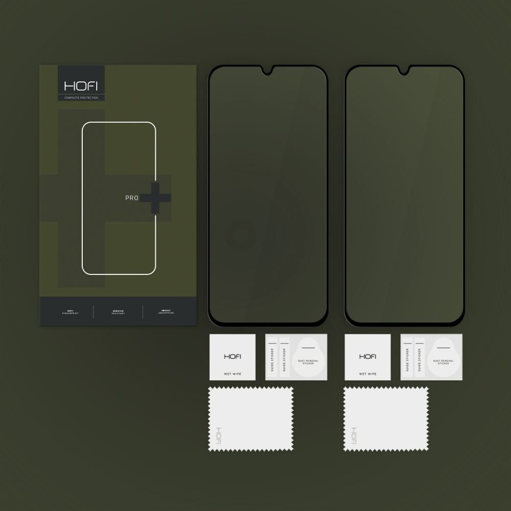 Schutzfolie HOFI Glass PRO+ für Samsung Galaxy A17 4G / A17 5G, gehärtetes Glas, Vollverklebung, Set mit 2 Stück, 2.5D, Schwarz