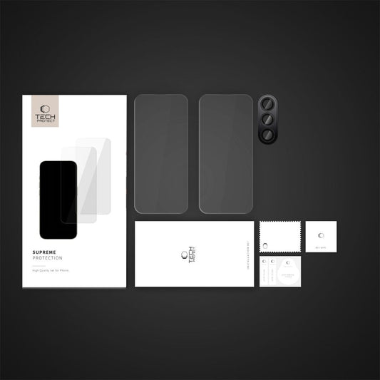 Tech-Protect Supreme Back Screen und Kamera Schutzfolie für Samsung Galaxy S24 FE S721, Glas geschützt, Vollverklebung, 2.5D