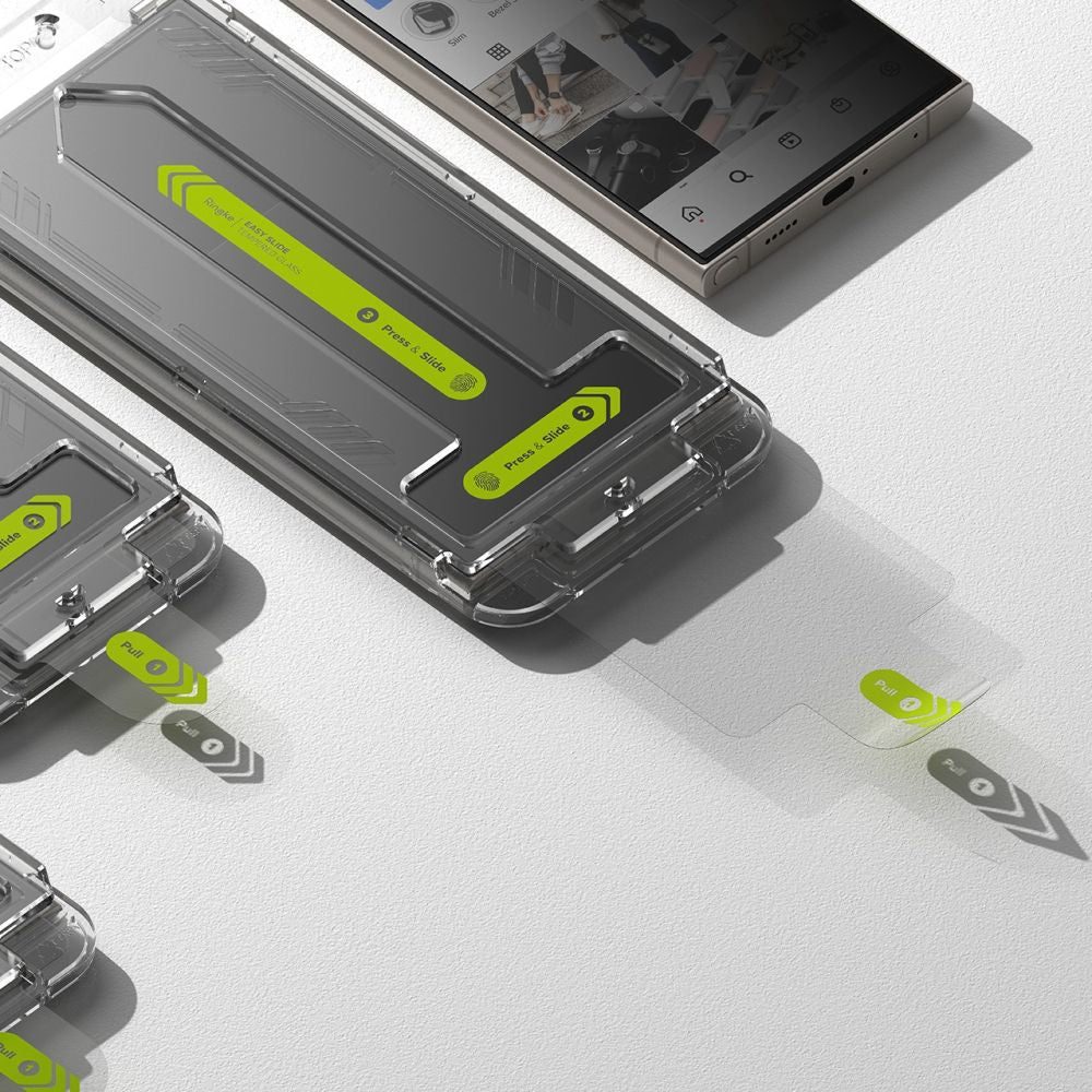 Privacy-Schutzfolie Ringke Easy Slide für Samsung Galaxy S24 Ultra S928, gehärtetes Glas, Full Glue, 2er-Set
