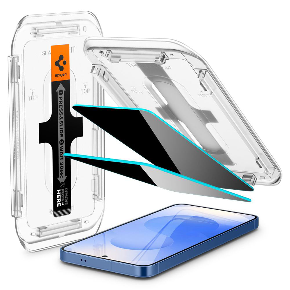 Spigen GlastR EZ FIT HD Privacy Screen Protector for Samsung Galaxy S25 S931 / S24 S921, Tempered Glass, Full Glue, Set of 2 pieces