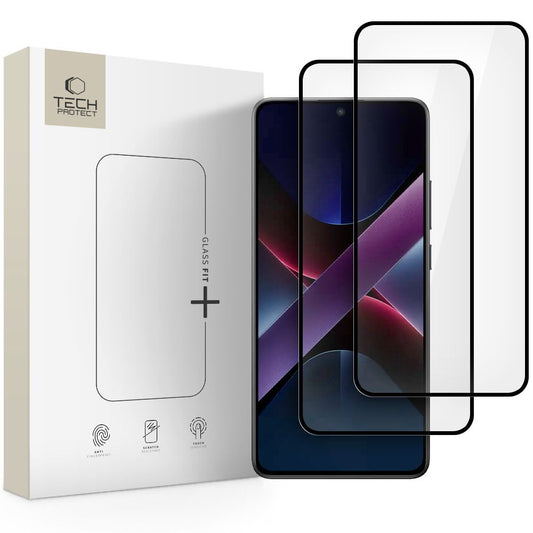 Schutzfolie Tech-Protect FIT+ für Xiaomi Poco X7 Pro, Gehärtetes Glas, Vollverklebung, Set mit 2 Stück, 2.5D