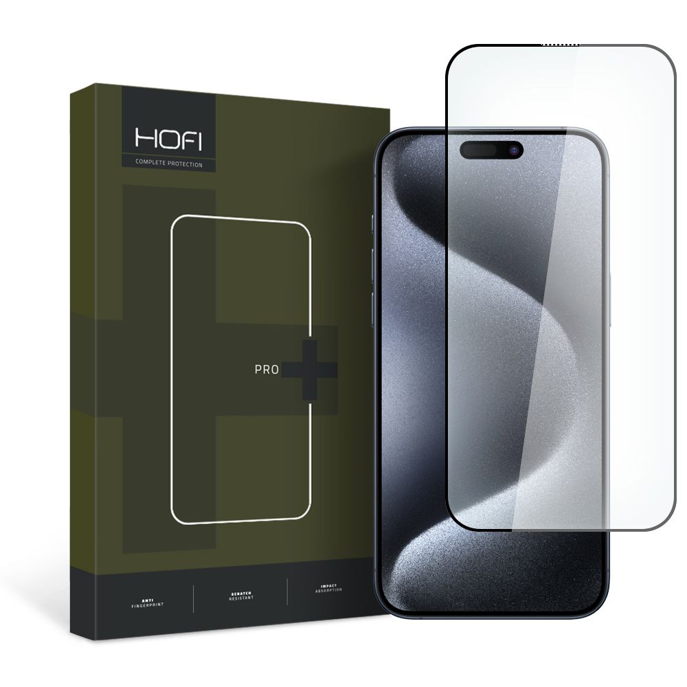 Schutzfolie HOFI PRO+ für Apple iPhone 15 Pro Max, gehärtetes Glas, Full Glue, 2.5D, Schwarz