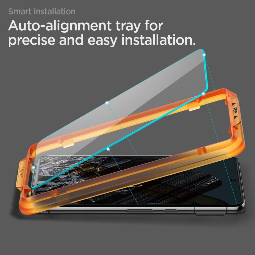 Displayschutzfolie Spigen GlastR Align Master für Google Pixel 8 Pro, gehärtetes Glas, Vollverklebung, Set mit 2 Stück