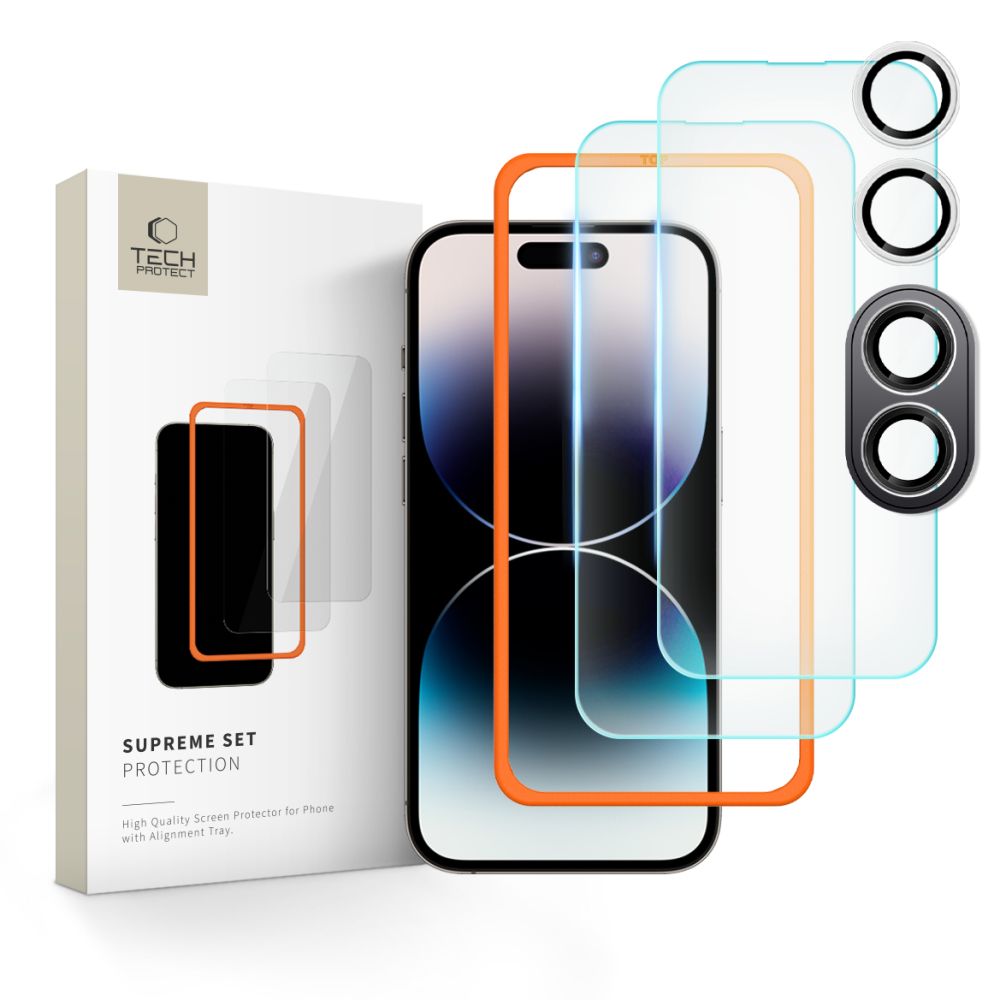 Tech-Protect Supreme Back Screen und Kamera Schutzfolie für Apple iPhone 16 Plus, glasgeschützt, Vollverklebung