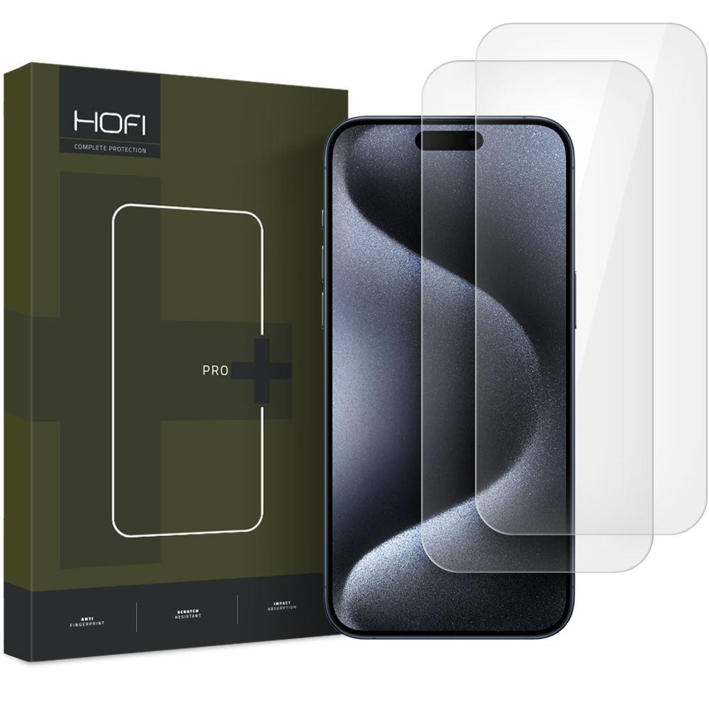 Schutzfolie HOFI Glass PRO+ für Apple iPhone 16 Pro, Gehärtetes Glas, Vollverklebung, Set mit 2 Stück, 2.5D