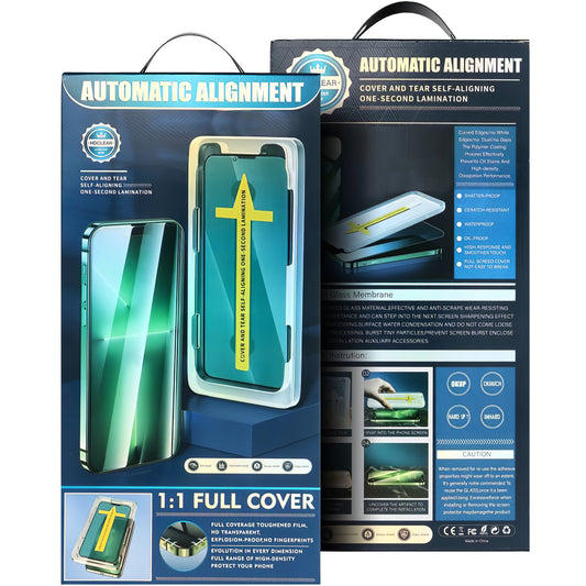 OEM Automatic Alignment Screen Protector for Apple iPhone 16, Glass Shielded, Full Glue, 5D, Black