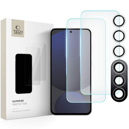Tech-Protect Supreme Back Screen und Kamera Schutzfolie für Samsung Galaxy S24 FE S721, Glas geschützt, Vollverklebung, 2.5D