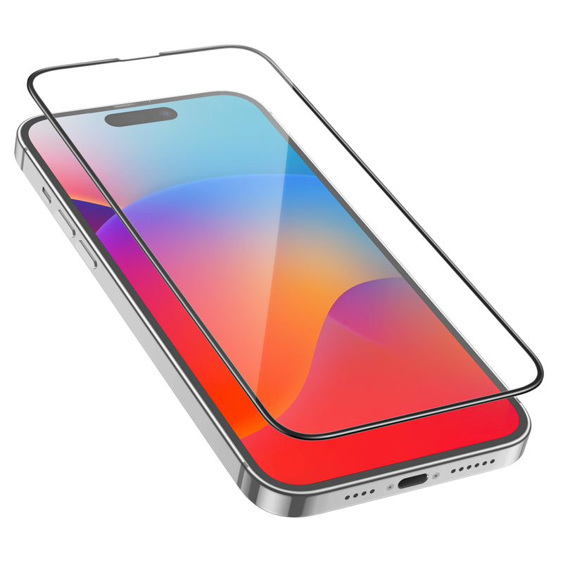Schutzfolie HOCO G16 für Apple iPhone 15 Pro Max, Gehärtetes Glas, Vollverklebung, 5D, Schwarz.