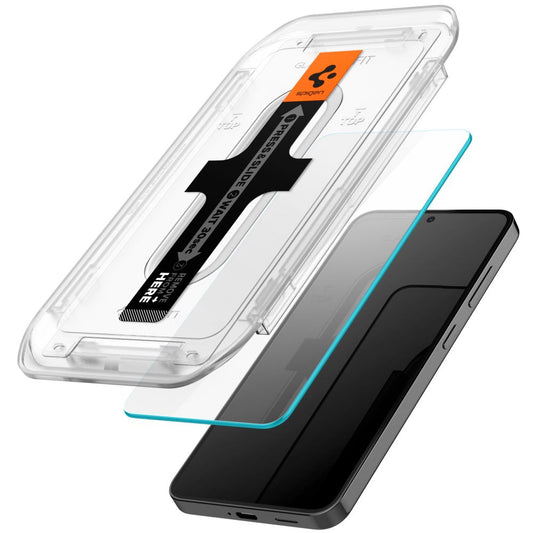 Displayschutzfolie Spigen EZ FIT für Samsung Galaxy S25 S931 / S24 S921, Glas geschützt, Vollverklebung, Set 2 Stück