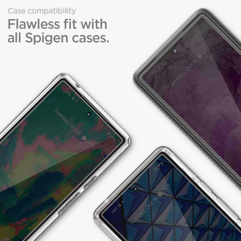 Displayschutzfolie Spigen GlastR Align Master für Google Pixel 8 Pro, gehärtetes Glas, Vollverklebung, Set mit 2 Stück