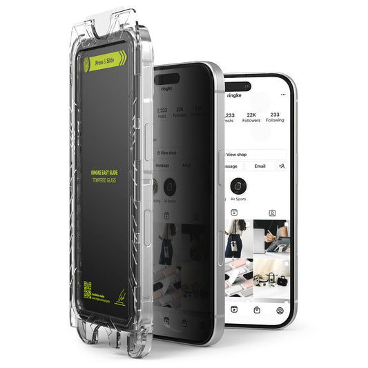 Privacy Screen Protector Ringke Easy Slide for Apple iPhone 16 Pro, Glass Protected, Full Glue, Set 2 pieces