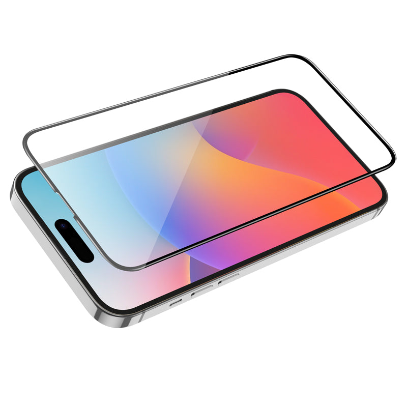 Schutzfolie HOCO G16 für Apple iPhone 15 Pro Max, Gehärtetes Glas, Vollverklebung, 5D, Schwarz.
