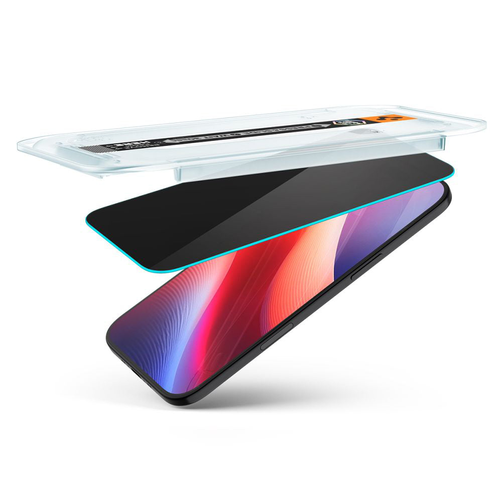 Displayschutzfolie Privacy Spigen GlastR EZ FIT für Apple iPhone 17 Air, gehärtetes Glas, Vollverklebung, Set mit 2 Stück