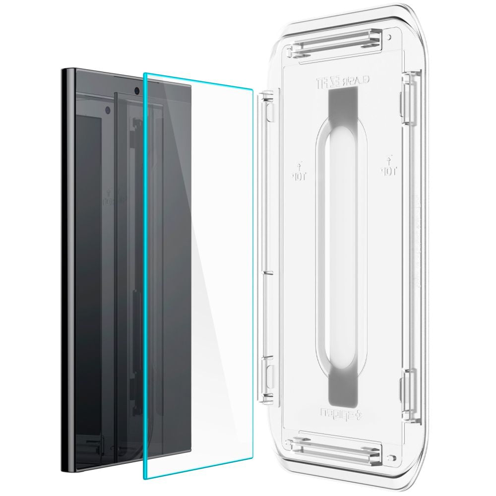 Schutzfolie Spigen GlastR EZ FIT für Samsung Galaxy S24 Ultra S928, Gehärtetes Glas, Vollverklebung, Set 2 Stück AGL07495