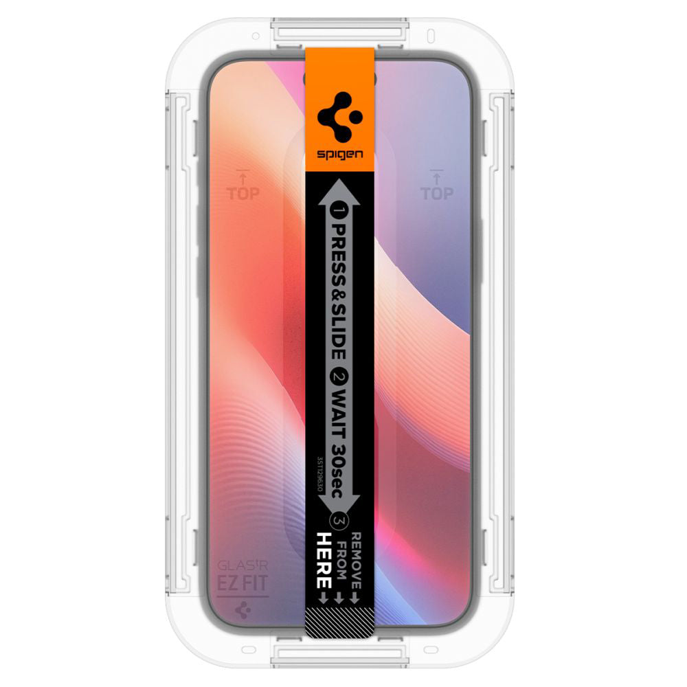 Displayschutzfolie Privacy Spigen GlastR EZ FIT für Apple iPhone 16 / 15, Gehärtetes Glas, Vollverklebung, Set 2 Stück AGL06905