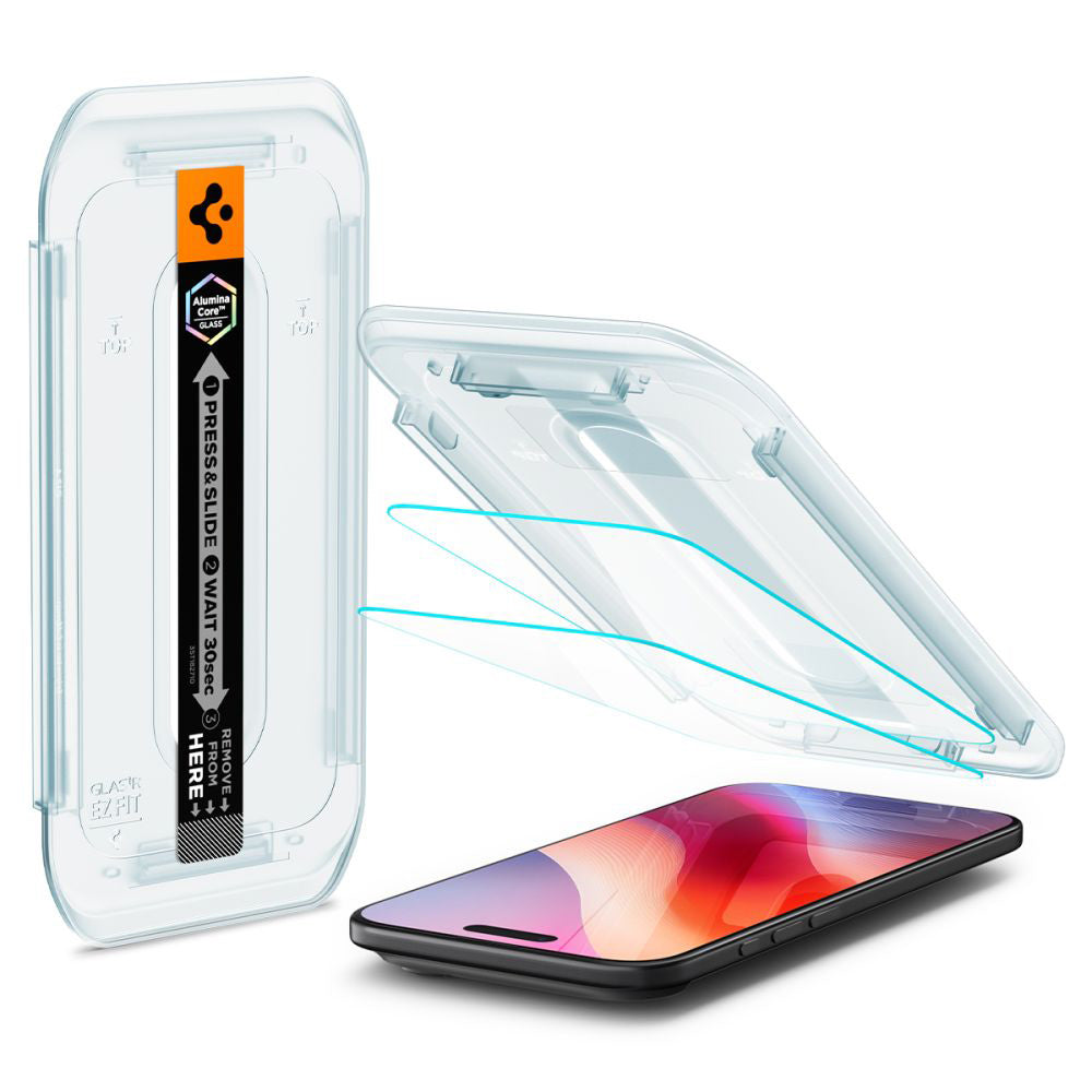 Schutzfolie Spigen GlastR EZ FIT für Apple iPhone 17 Air, gehärtetes Glas, Full Glue, Set mit 2 Stück AGL09861